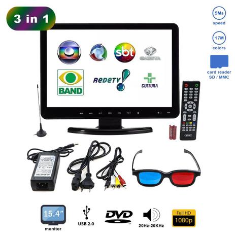 Tv Monitor Digital 3d 15,4 Pol KP-D116/ISDB Knup Lcd Conversor e Dvd Player 1080p Menor preço em Tv Monitor Digital 3d 15,4 Pol KP-D116/ISDB Knup Lcd Conversor e Dvd Player 1080p