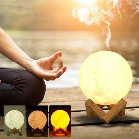 Umidificador Aromatizador Luminária Abajur Lua 3d 880ml - OnLine Menor preço em Umidificador Aromatizador Luminária Abajur Lua 3d 880ml - OnLine