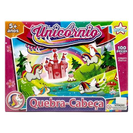 Unicórnio Quebra Cabeça 100 Peças - Big Star 747-UQC Menor preço em Unicórnio Quebra Cabeça 100 Peças - Big Star 747-UQC