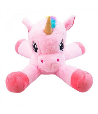 Unicórnio rosa deitado chifre dourado 47cm - Pelúcia - Produtos infinity presentes Menor preço em Unicórnio rosa deitado chifre dourado 47cm - Pelúcia - Produtos infinity presentes