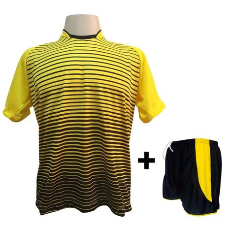 Uniforme Esportivo com 12 camisas modelo City Amarelo/Preto + 12 calções modelo Copa Preto/Amarelo + Brindes - Play fair Menor preço em Uniforme Esportivo com 12 camisas modelo City Amarelo/Preto + 12 calções modelo Copa Preto/Amarelo + Brindes - Play fair