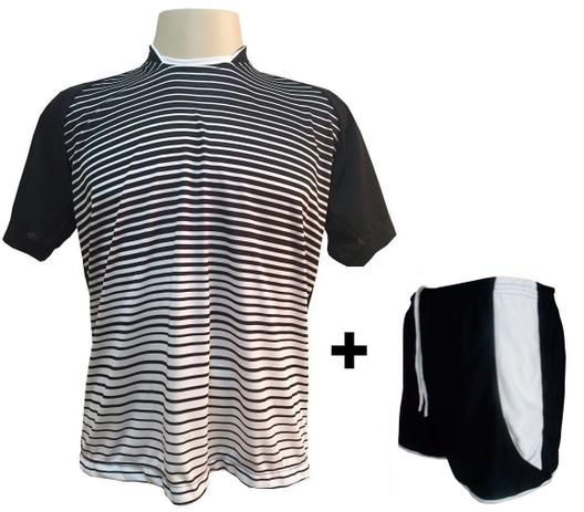 Uniforme Esportivo com 12 camisas modelo City Preto/Branco + 12 calções modelo Copa + 1 Goleiro + Brindes - Play fair Menor preço em Uniforme Esportivo com 12 camisas modelo City Preto/Branco + 12 calções modelo Copa + 1 Goleiro + Brindes - Play fair