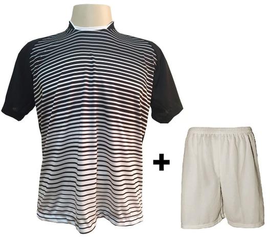 Uniforme Esportivo com 12 Camisas modelo City Preto/Branco + 12 Calções modelo Madrid Branco - Play fair Menor preço em Uniforme Esportivo com 12 Camisas modelo City Preto/Branco + 12 Calções modelo Madrid Branco - Play fair