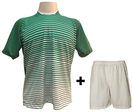 Uniforme Esportivo com 12 camisas modelo City Verde/Branco + 12 calções modelo Madrid Branco + Brindes - Play fair Menor preço em Uniforme Esportivo com 12 camisas modelo City Verde/Branco + 12 calções modelo Madrid Branco + Brindes - Play fair
