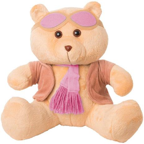 Ursa Soft Gigante Aviadora Casaco Plush Cachecol e Óculos Rosa - Mury baby Menor preço em Ursa Soft Gigante Aviadora Casaco Plush Cachecol e Óculos Rosa - Mury baby