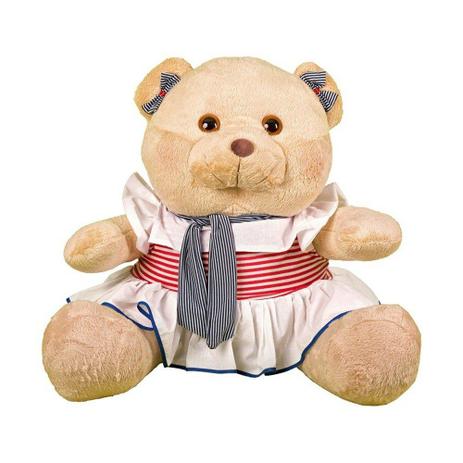 Ursa Soft Médio Marinheira Vestido Listrado Vermelho e Marinho - Mury baby Menor preço em Ursa Soft Médio Marinheira Vestido Listrado Vermelho e Marinho - Mury baby