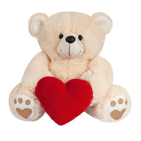 Urso Pelúcia Importada Médio Doce de Leite Coração Vermelho - W.u. pelúcias Menor preço em Urso Pelúcia Importada Médio Doce de Leite Coração Vermelho - W.u. pelúcias