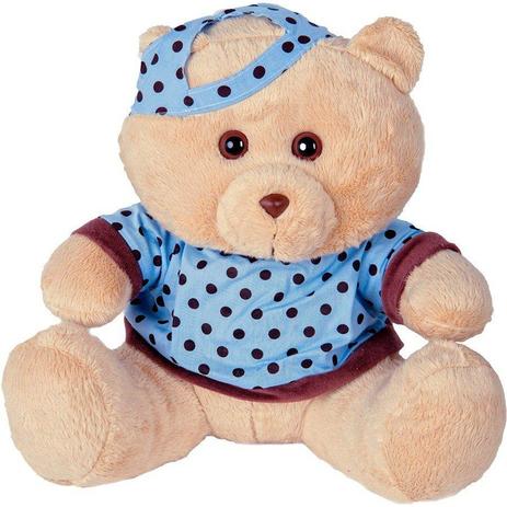 Urso Soft Gigante Camiseta e Boné Bolinhas Azul e Marrom - Mury baby Menor preço em Urso Soft Gigante Camiseta e Boné Bolinhas Azul e Marrom - Mury baby