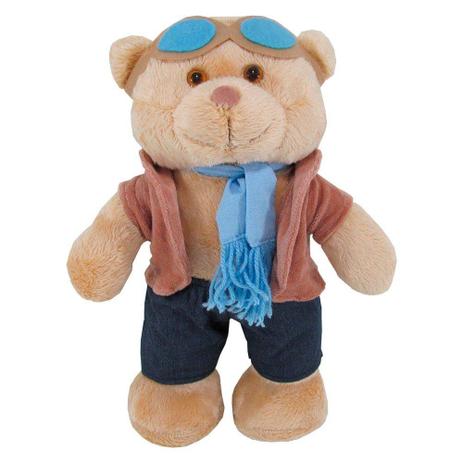 Urso Soft Grande em Pé Aviador Casaco Plush Cachecol e Óculos Azul - Mury baby Menor preço em Urso Soft Grande em Pé Aviador Casaco Plush Cachecol e Óculos Azul - Mury baby