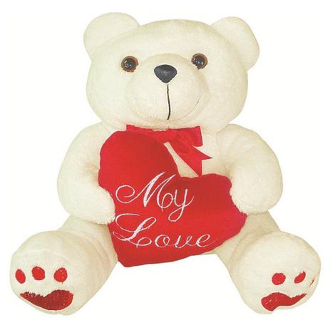 Urso Soft Médio Bege com Coração Plush My Love Vermelho - Mury baby Menor preço em Urso Soft Médio Bege com Coração Plush My Love Vermelho - Mury baby