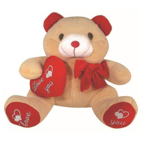 Urso Soft Médio Bege com Laço Coração Plush Vermelho Love You - Mury baby Menor preço em Urso Soft Médio Bege com Laço Coração Plush Vermelho Love You - Mury baby