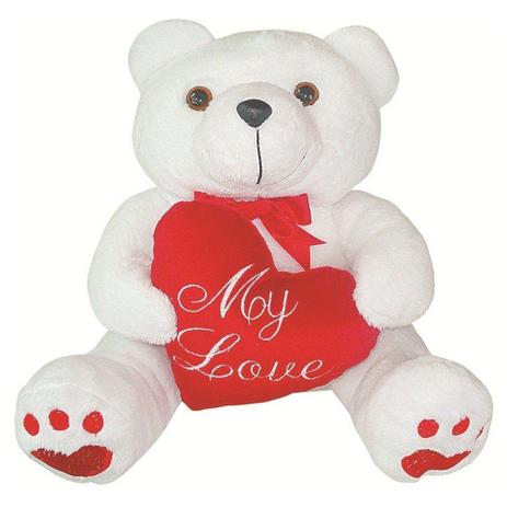 Urso Soft Médio Branco com Coração Plush My Love Vermelho - Mury baby Menor preço em Urso Soft Médio Branco com Coração Plush My Love Vermelho - Mury baby