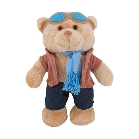 Urso Soft Médio em Pé Aviador Casaco Plush Cachecol e Óculos Azul - Mury baby Menor preço em Urso Soft Médio em Pé Aviador Casaco Plush Cachecol e Óculos Azul - Mury baby
