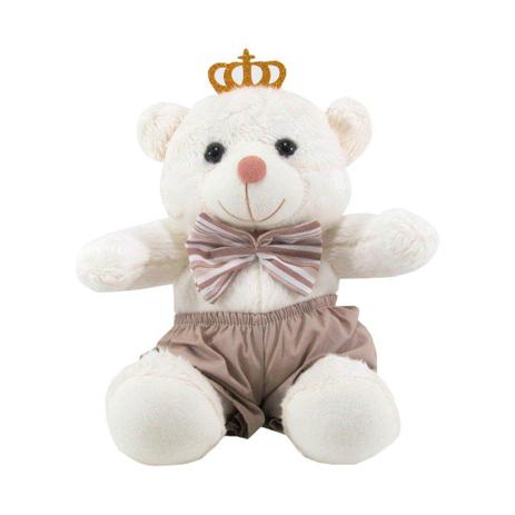 Urso Soft Médio Shorts Bege e Laço Listrado com Coroa - Mury baby Menor preço em Urso Soft Médio Shorts Bege e Laço Listrado com Coroa - Mury baby