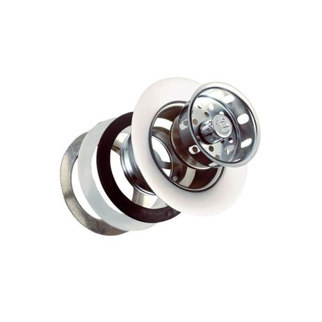 Válvula de Escoamento em Aço Inox para Pia Americana com Aba 3.1/2x1.1/2” Cromada - Esteves Menor preço em Válvula de Escoamento em Aço Inox para Pia Americana com Aba 3.1/2x1.1/2” Cromada - Esteves