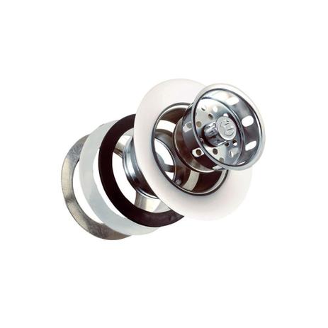 Válvula de Escoamento em Aço Inox para Pia Americana com Aba 4.1/2x1.1/2” Cromada - Esteves Menor preço em Válvula de Escoamento em Aço Inox para Pia Americana com Aba 4.1/2x1.1/2” Cromada - Esteves
