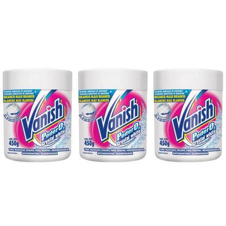 Vanish Poder O2 Alvejante Em Pó 450g (Kit C/03) Menor preço em Vanish Poder O2 Alvejante Em Pó 450g (Kit C/03)