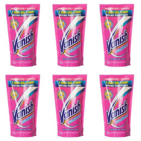 Vanish S/ Cloro Alvejante Líquido Refil 500ml (Kit C/06) Menor preço em Vanish S/ Cloro Alvejante Líquido Refil 500ml (Kit C/06)