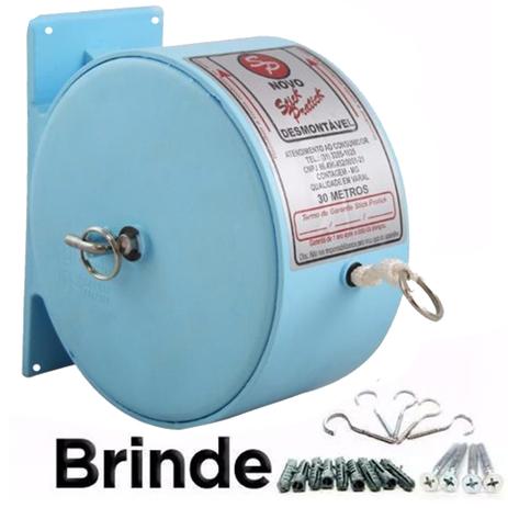 Varal de Parede Retrátil Recolhível Azul 30m com Kit Buchas - Varal mania Menor preço em Varal de Parede Retrátil Recolhível Azul 30m com Kit Buchas - Varal mania