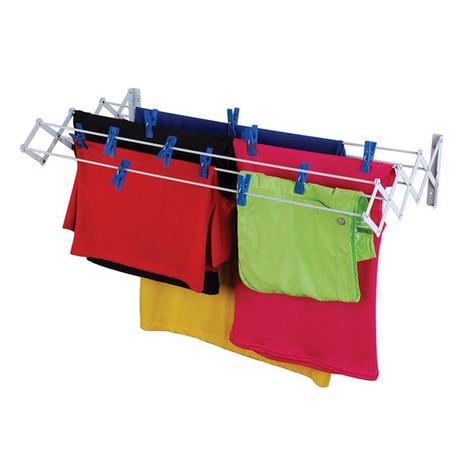Varal de Roupas 100cm em Aço Sanfonado de Parede Retrátil - Mor Menor preço em Varal de Roupas 100cm em Aço Sanfonado de Parede Retrátil - Mor