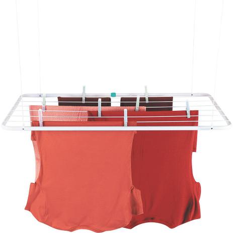 Varal de Teto Aço 90x56cm Mor - Branco Menor preço em Varal de Teto Aço 90x56cm Mor - Branco