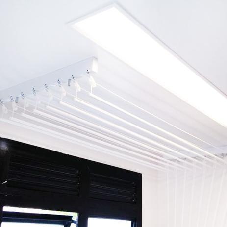 Varal de teto individual branco de 100 mts c/ 10 varetas - Suportedecor Menor preço em Varal de teto individual branco de 100 mts c/ 10 varetas - Suportedecor