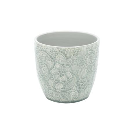 Vaso Cachepô De Cerâmica Embossed Cinza Grande - Urban Menor preço em Vaso Cachepô De Cerâmica Embossed Cinza Grande - Urban