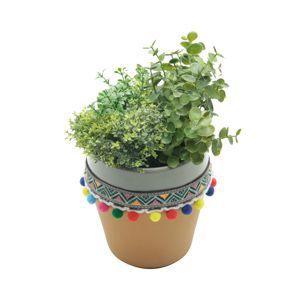 Vaso cerâmica mexican pompons cinza/barro 13x15,5cm - Urban Menor preço em Vaso cerâmica mexican pompons cinza/barro 13x15,5cm - Urban
