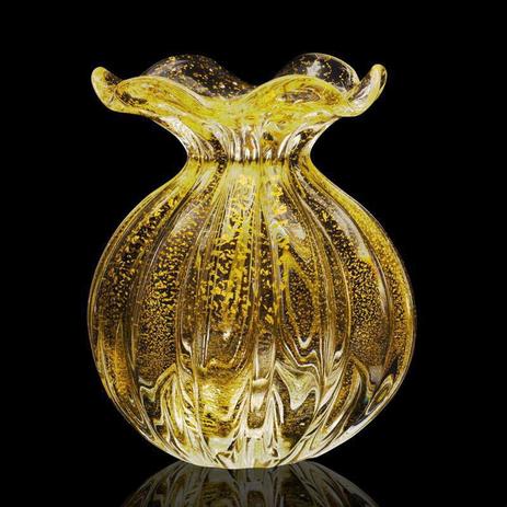 Vaso Cristal Murano Trouxinha Transparente Po Ouro 24k 14x10cm Sao Marcos Menor preço em Vaso Cristal Murano Trouxinha Transparente Po Ouro 24k 14x10cm Sao Marcos