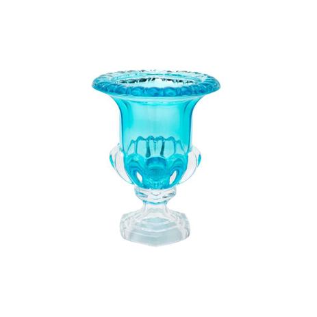 Vaso De Cristal C/Pé Sussex Turquesa 20X25,5Cm - Wolff Menor preço em Vaso De Cristal C/Pé Sussex Turquesa 20X25,5Cm - Wolff