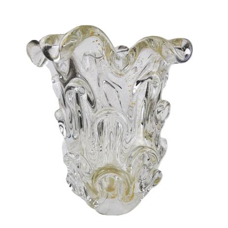 Vaso de Murano Com Ouro São Marcos - Cristal Transparente 20cm Menor preço em Vaso de Murano Com Ouro São Marcos - Cristal Transparente 20cm
