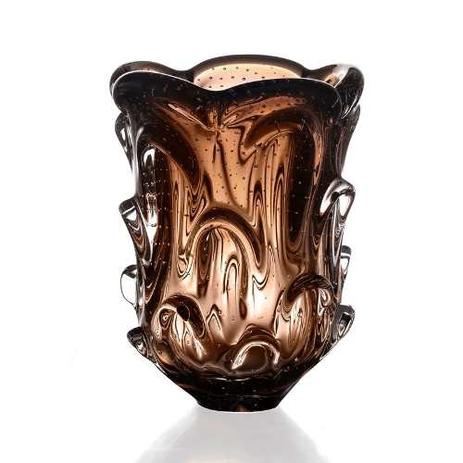 Vaso De Murano Cristal Sao Marcos Marrom Com Bolhas - São marcos Menor preço em Vaso De Murano Cristal Sao Marcos Marrom Com Bolhas - São marcos