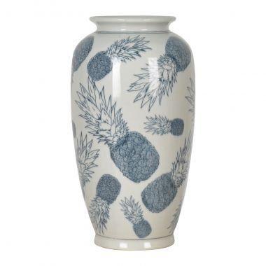 Vaso de porcelana azul claro abacaxi 17cm x 27cm - Btc decor Menor preço em Vaso de porcelana azul claro abacaxi 17cm x 27cm - Btc decor