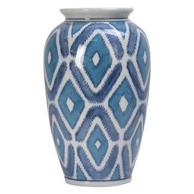 Vaso de porcelana geometrica azul 17cm x 17cm x 28cm - Btc decor Menor preço em Vaso de porcelana geometrica azul 17cm x 17cm x 28cm - Btc decor