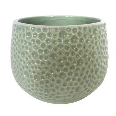 Vaso decorativo de ceramica verde15cm x 15cm x 11cm - Btc decor Menor preço em Vaso decorativo de ceramica verde15cm x 15cm x 11cm - Btc decor
