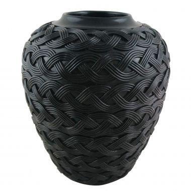 Vaso decorativo de resina preto26,5cm x 26,5cm x 30cm - Btc decor Menor preço em Vaso decorativo de resina preto26,5cm x 26,5cm x 30cm - Btc decor