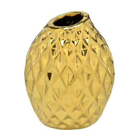 Vaso Decorativo Dourado em Cerâmica 13x11x11 - Mabruk Menor preço em Vaso Decorativo Dourado em Cerâmica 13x11x11 - Mabruk
