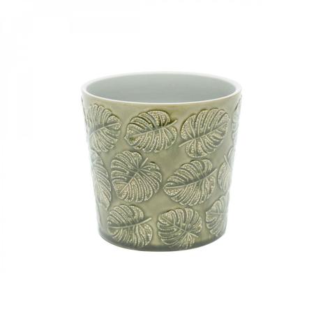 Vaso Decorativo em Cerâmica Embossed Leaves 13cmx13,5cm Urban Verde Menor preço em Vaso Decorativo em Cerâmica Embossed Leaves 13cmx13,5cm Urban Verde