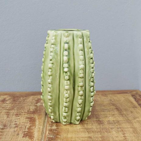 Vaso Hedge Cactus em Cerâmica - Pequeno - 20x12 cm - Cor Verde - 40397 - 677 Menor preço em Vaso Hedge Cactus em Cerâmica - Pequeno - 20x12 cm - Cor Verde - 40397 - 677