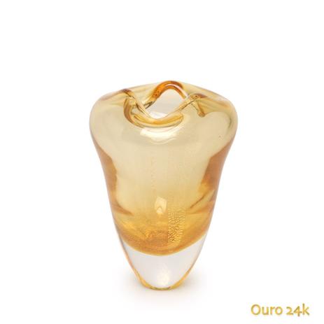 Vaso Oceano Mini 2 Âmbar com Ouro - Cristais cadoro Menor preço em Vaso Oceano Mini 2 Âmbar com Ouro - Cristais cadoro