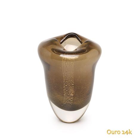 Menor preço em Vaso Oceano Mini 2 Fumê com Ouro - Cristais cadoro