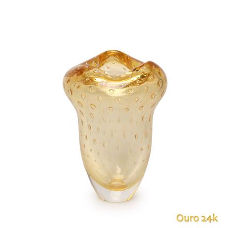 Vaso Oceano Mini 2 Tela Âmbar com Ouro - Cristais Cadoro Menor preço em Vaso Oceano Mini 2 Tela Âmbar com Ouro - Cristais Cadoro