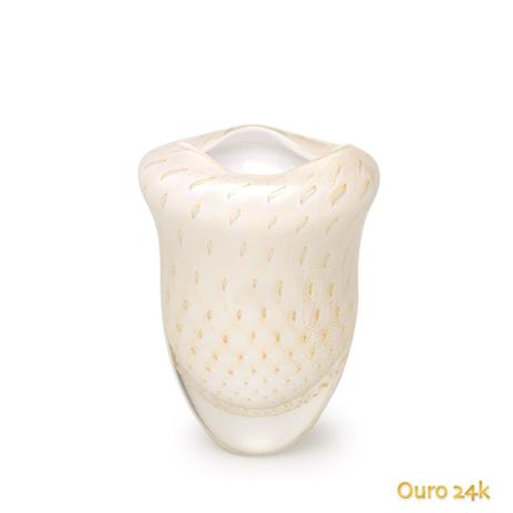 Menor preço em Vaso Oceano Mini 2 Tela Branco com Ouro - Cristais cadoro