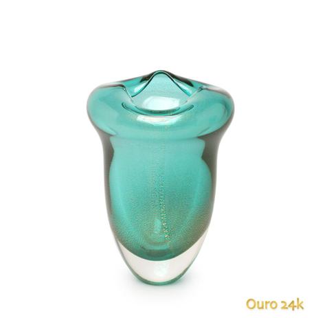 Menor preço em Vaso Oceano Mini 2 Verde com Ouro - Cristais cadoro