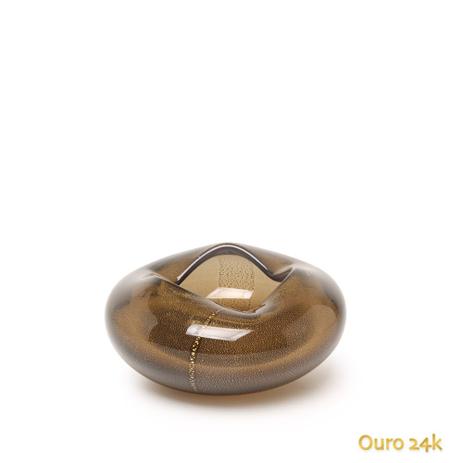 Vaso Oceano Mini 3 Fumê com Ouro - Cristais cadoro Menor preço em Vaso Oceano Mini 3 Fumê com Ouro - Cristais cadoro
