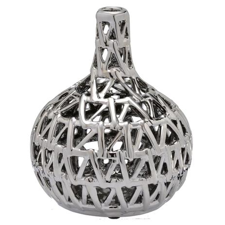 Vaso Prata Decorativo Vazado 22cm - Mabruk Menor preço em Vaso Prata Decorativo Vazado 22cm - Mabruk