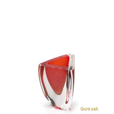 Vaso Triangular nº 4 Vermelho com Ouro - Cristais cadoro Menor preço em Vaso Triangular nº 4 Vermelho com Ouro - Cristais cadoro