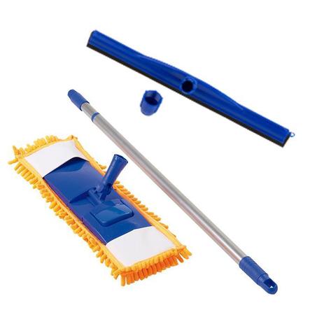 Vassoura Mop Tira Pó com Rodo Borracha Dupla 45 cm - VendasShop Utensilios de Limpeza Menor preço em Vassoura Mop Tira Pó com Rodo Borracha Dupla 45 cm - VendasShop Utensilios de Limpeza
