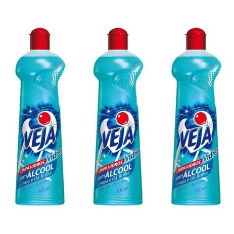 Veja Vidrex Limpa Vidro Bioalcool 500ml (Kit C/03) Menor preço em Veja Vidrex Limpa Vidro Bioalcool 500ml (Kit C/03)