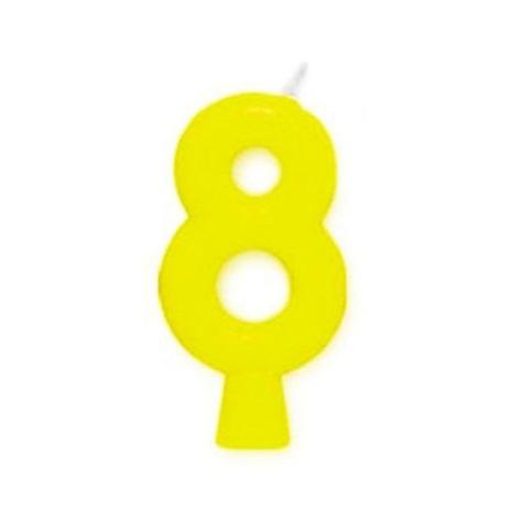 Vela de Aniversário Amarelo nº 8 - Silverplastic Menor preço em Vela de Aniversário Amarelo nº 8 - Silverplastic